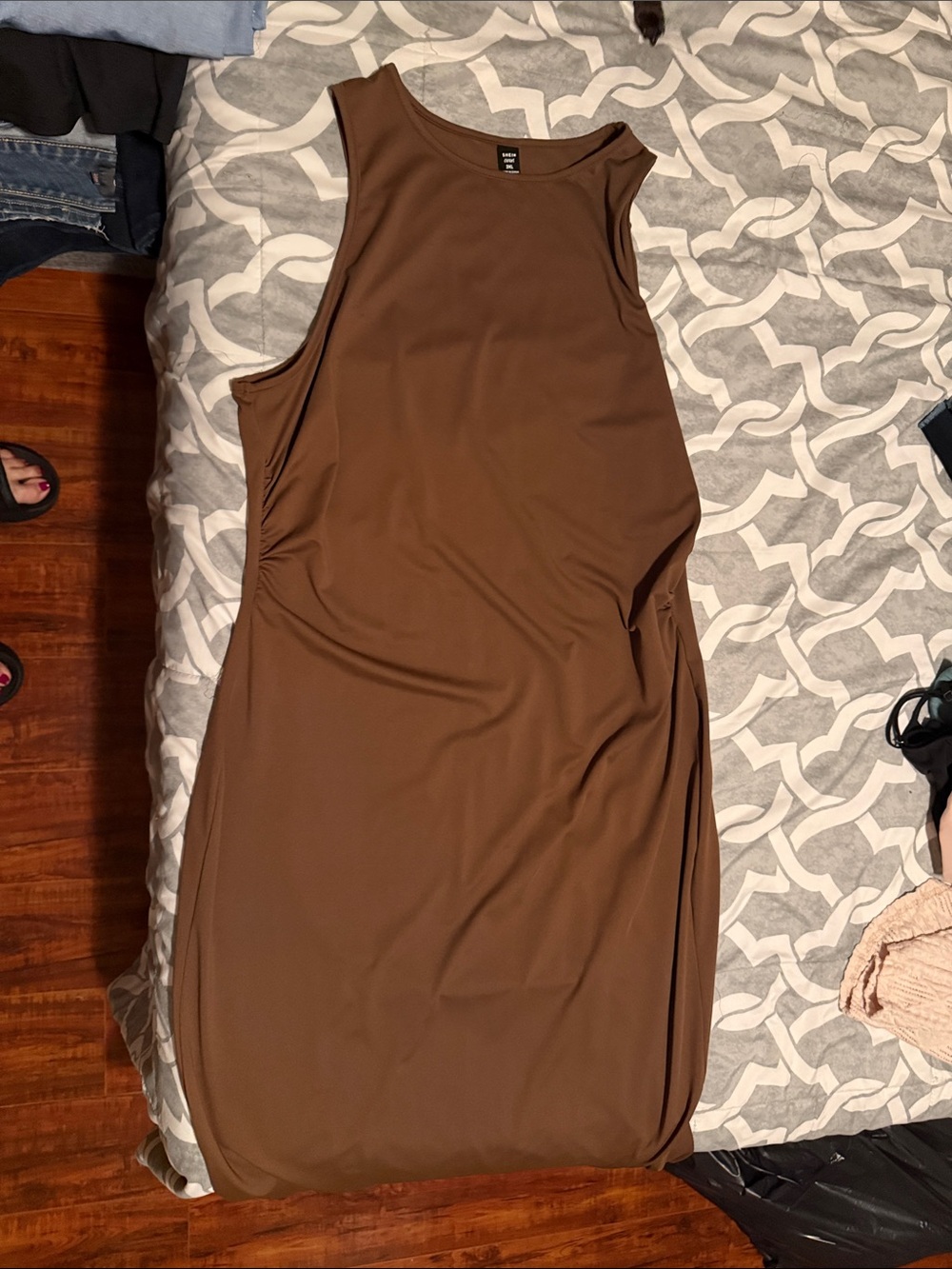 Brown Sleeveless Midi Dress - Classic Minimalist Style
